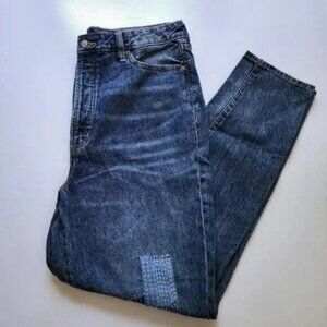 Old Navy High Waisted OG Laser Patch Straight Leg Blue Denim Tall Jeans